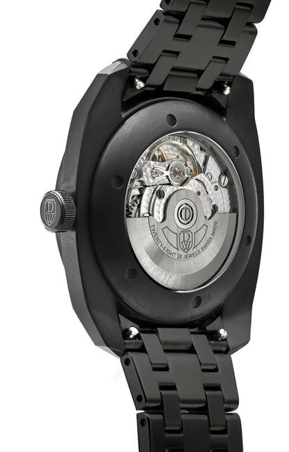 R2-BB-bracelet with DWISS floating hours display, swiss made watch using Peseux P224 automatic movement