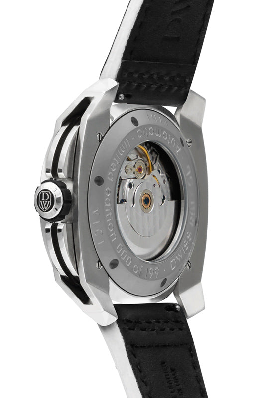 RC1-SB-Automatic w/ Strap- design awarded automatic swiss made watch with DWISS mysterious time display